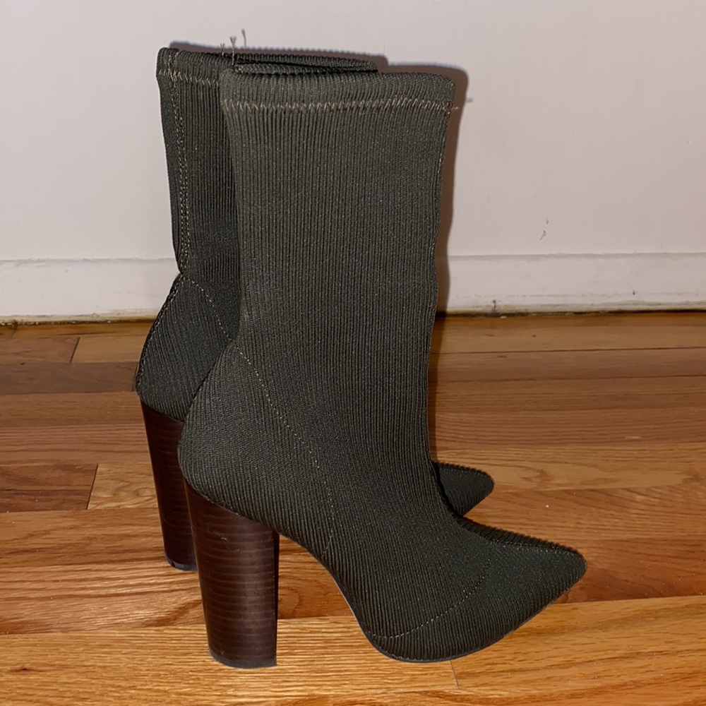 Steve Madden Knit Army Green Booties